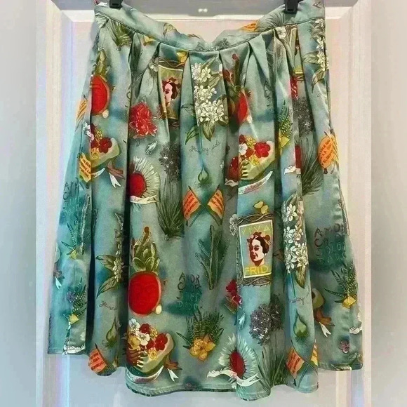 Grace Karin Frieda Kahlo ModCloth Steampunk Rockabilly Pleated Skirt Size XL - Picture 3 of 9